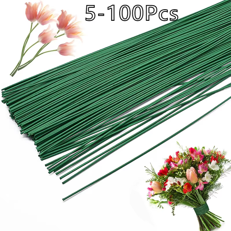 Wire Stem Florist - 5-100Pcs Mini Green Floral Wire Stems