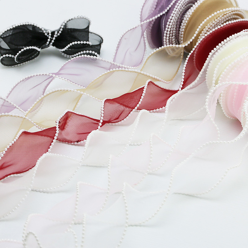 (5yards/roll)4cm Pearl Edge Wa - Ribbon Organza Roll review and price