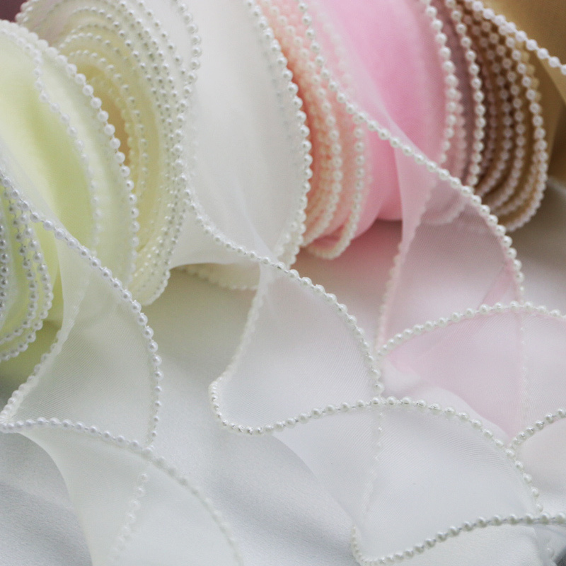 (5yards/roll)4cm Pearl Edge Wa - Ribbon Organza Roll review and price