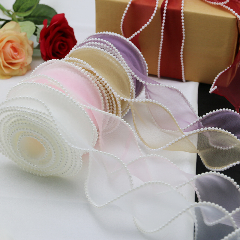 (5yards/roll)4cm Pearl Edge Wa - Ribbon Organza Roll review and price