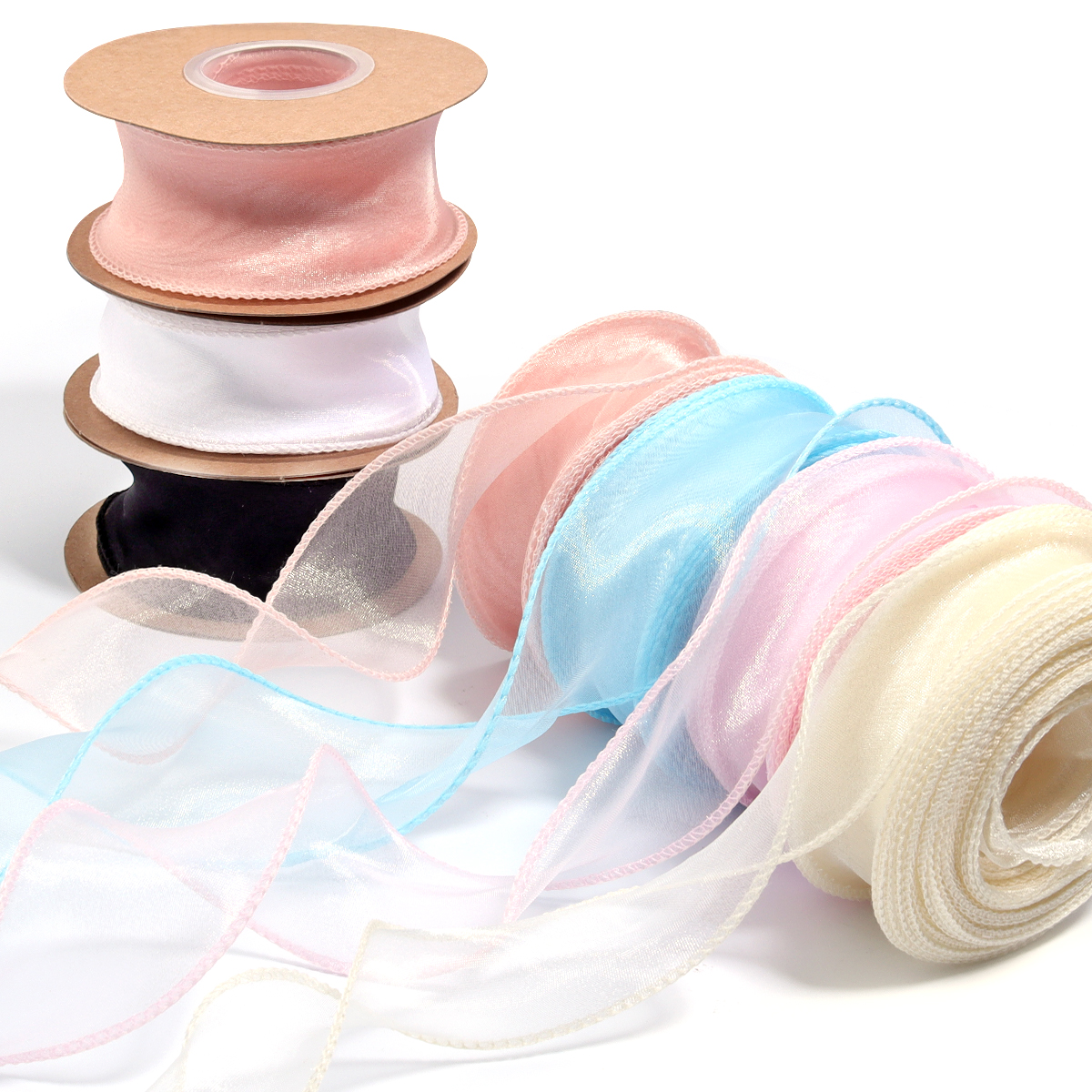 10yards/roll Sheer Chiffon Rib - Ribbon Organza Roll review and price