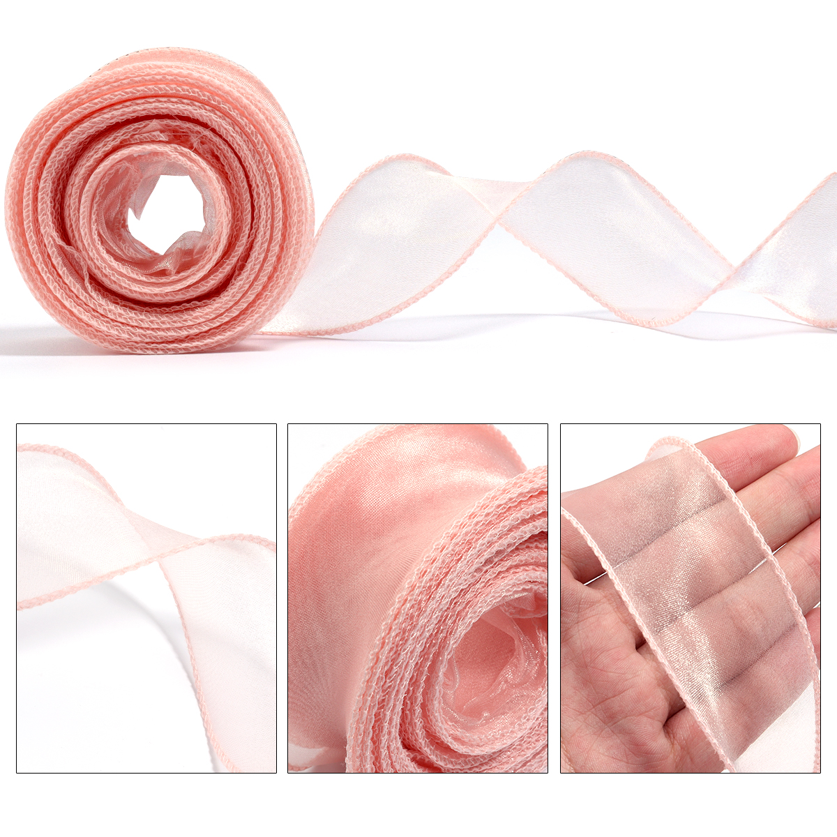 10yards/roll Sheer Chiffon Rib - Ribbon Organza Roll review and price