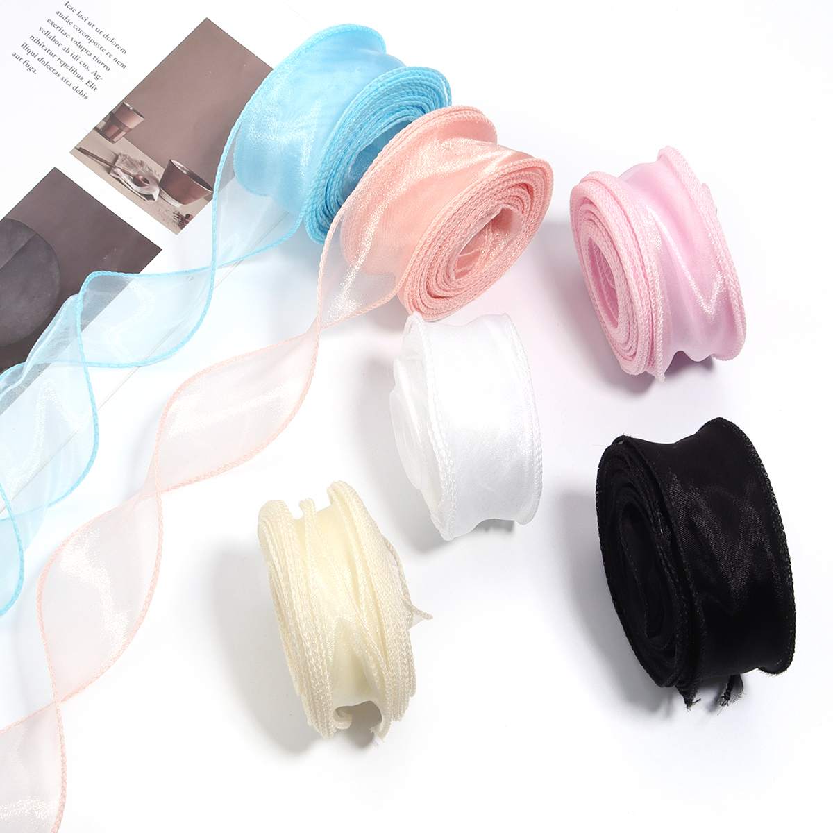 10yards/roll Sheer Chiffon Rib - Ribbon Organza Roll review and price