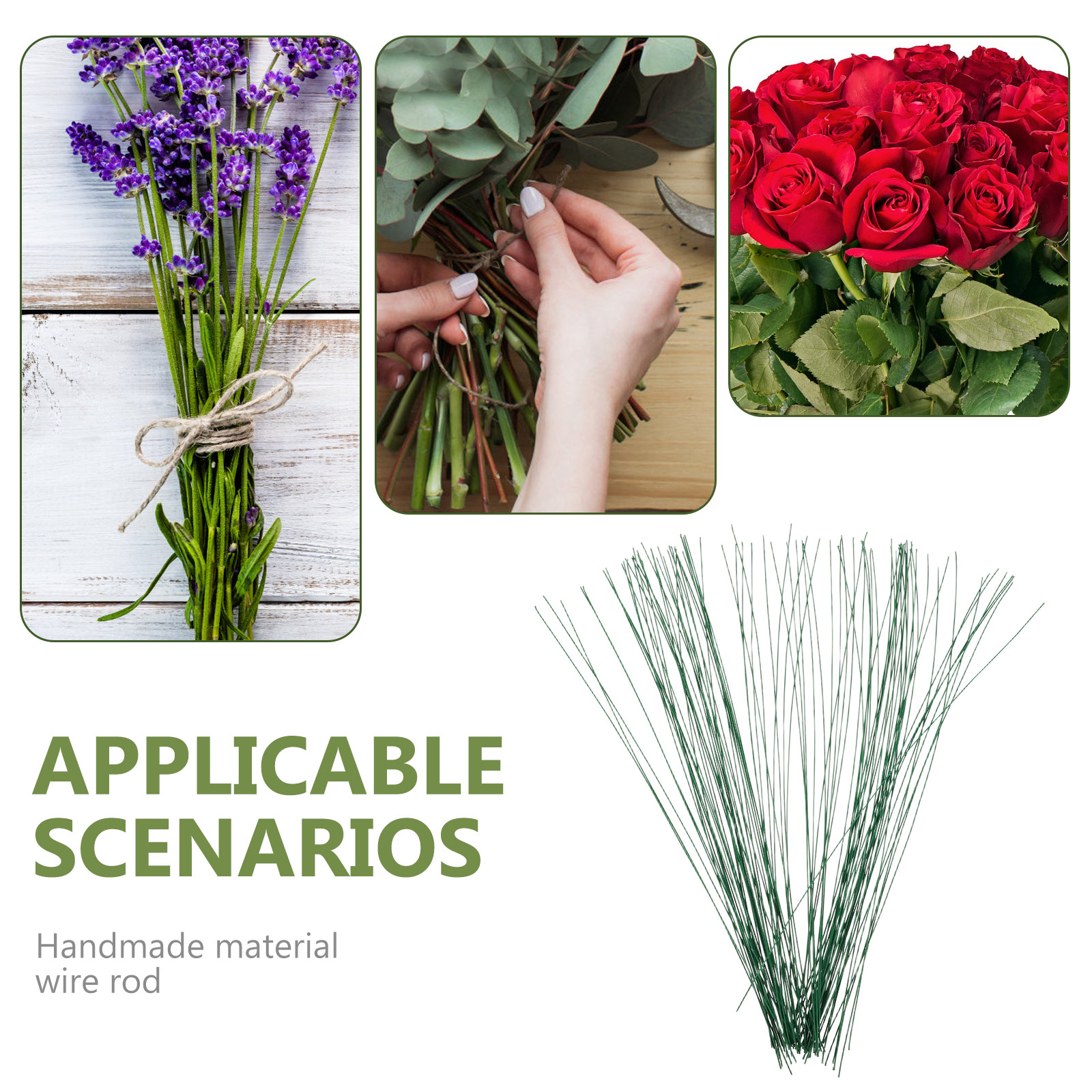100Pcs Floral Stem Wire Green  - Wire Stem Florist review and price