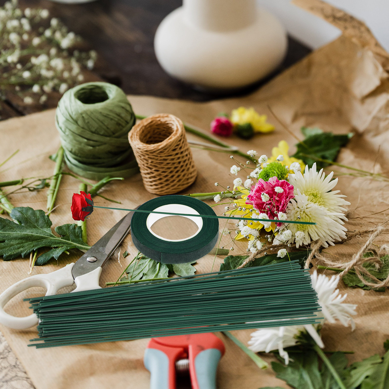 1Set Florist Tape Green and Fl - Wire Stem Florist review and price